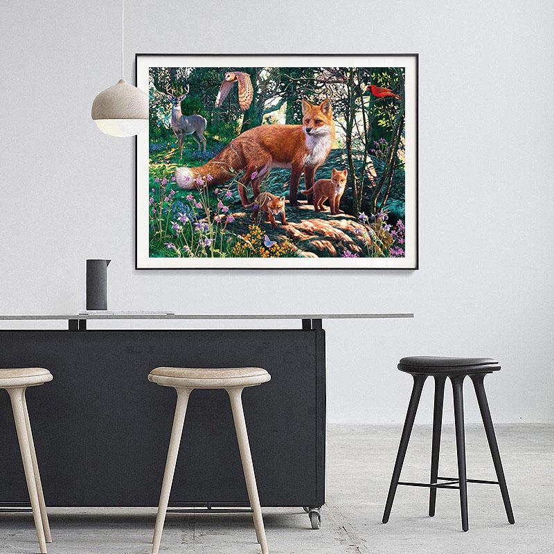 Teemantmaaling Rebased Hirve öökull Teemanttikandid Loomade Ristpistes Tikand