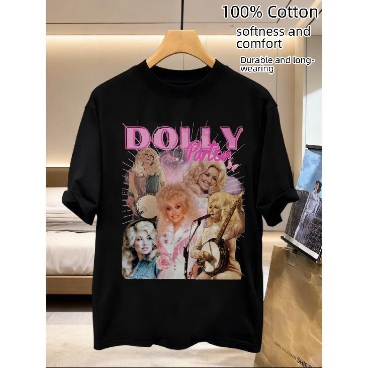Dolly Parton Retro Country Musik T-Shirt mit klassischem Muster und „BIOLOGY“ Logo. Bequemes Unisex-Kurzarm-T-Shirt (Größen S-3XL). Maschine 5XL schwarz