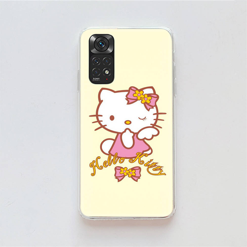 KT62 Cute Hello Kitty Case for Samsung A04 A14 A23 A34 A54 M23 M33 M52 M53 Realme 10 9 C30S C35 C55 VIVO Y02S Y21 Y33S Y51 X80 Pro Clear Cover