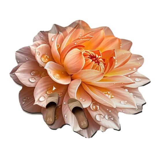 3D Flower Area Rug Realistic 3D Floral Pattern Plush Floor Mat Non-Slip Soft Velvet Bathroom Mat for Living Room Bedroom Kitchen Entryway