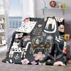 2026 New Arrivals 1pc Cozy Cartoon Cat & Floral Print Flannel Blanket - Soft, Warm, and Colorful Design with Whimsical Animals and Flowers, Ideal for 