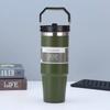 30oz Stainless Steel Travel Mug With Handle Straw Lid Vacuum Insulated Water Bottle Car Office Gym