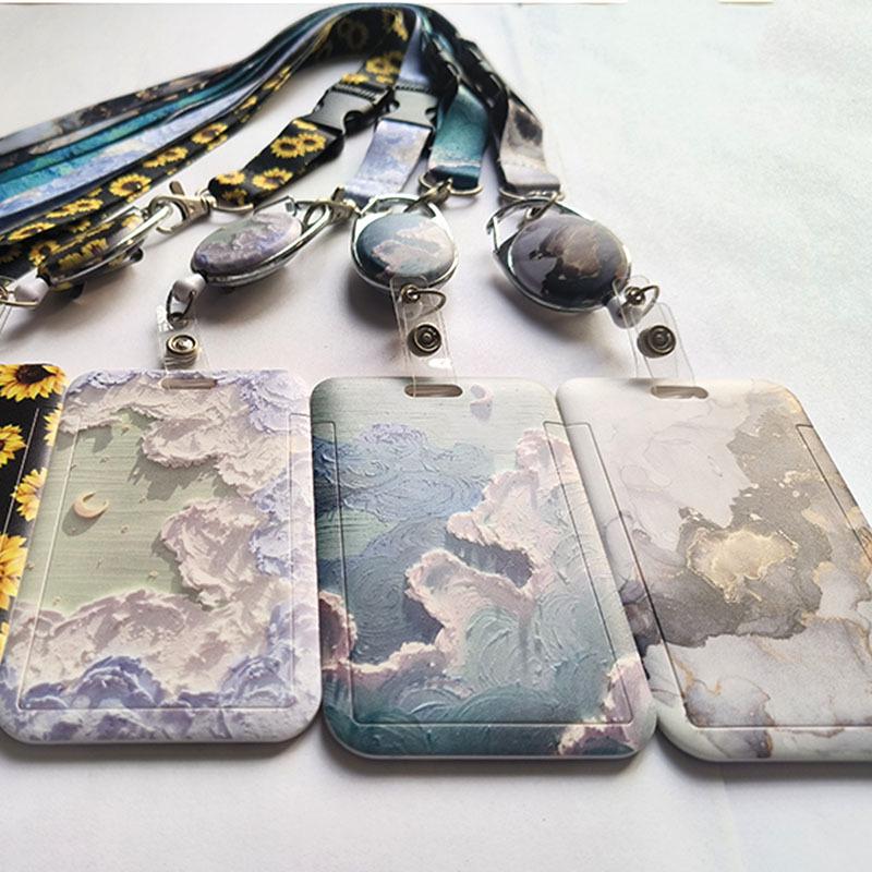 Creative Cartoon Card Holder with Student Lanyard for ID, Employee Badge, and Bus Card