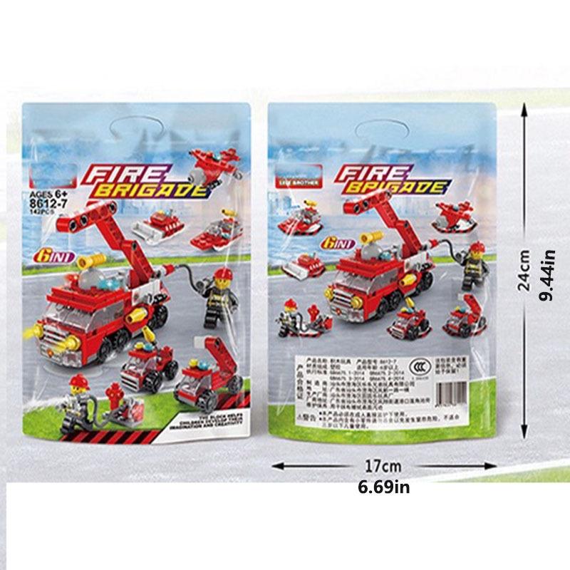 142Pcs City Fire Truck Fighting Building Blocks Sets Fire Brigade Car Model Toy Small Particles Bricks DIY Educational Toys For Children 6+