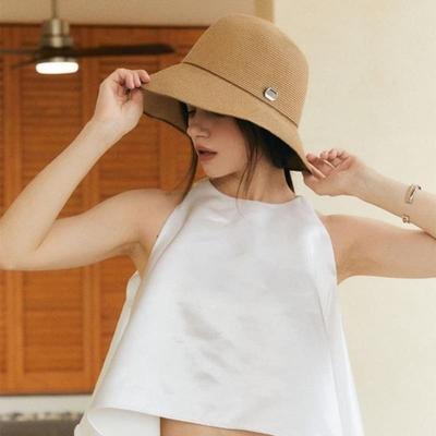 ACCLET Rattan Wide One-Line Bucket Hat H012_CAMEL