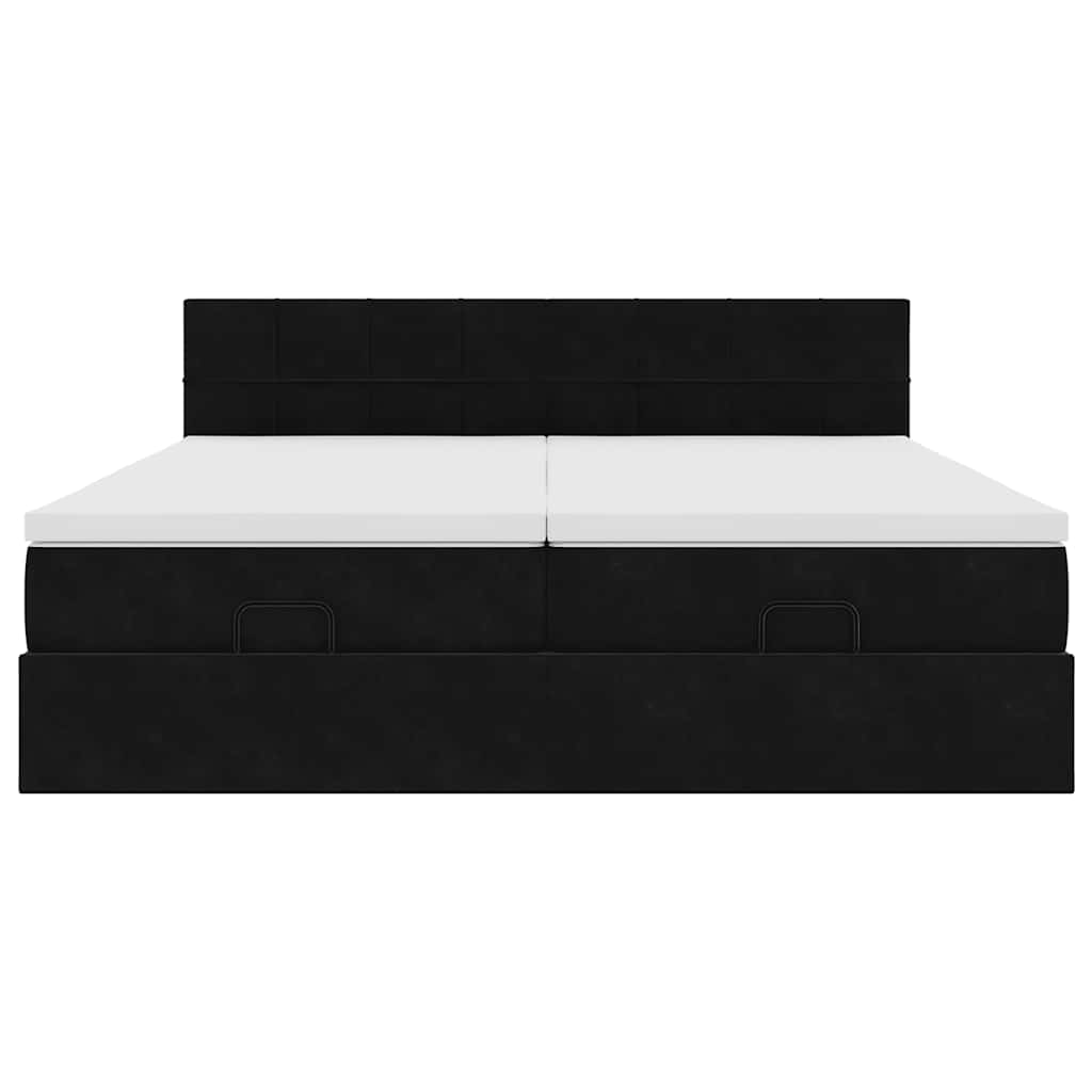 Enjoy Restful Nights with This Ottoman Bed with Mattresses and LED Lighting Black 180*200 Cm Velvet