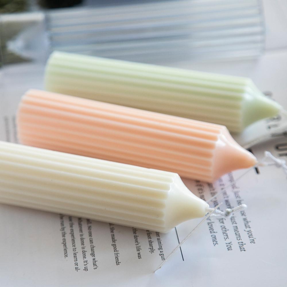 Taper Candle Mold Stripe Acrylic Resin Making Tool Easy Demoulding Smooth Plastic Candle Holder Mould DIY Scented Ornament Gifts