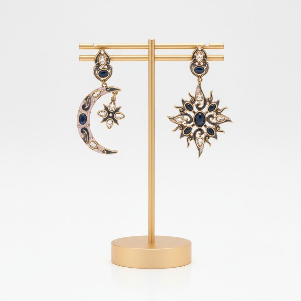 Embedded Sun Moon Earrings Versatile Stud Earring Aesthetics Ear Jewelry  Mom