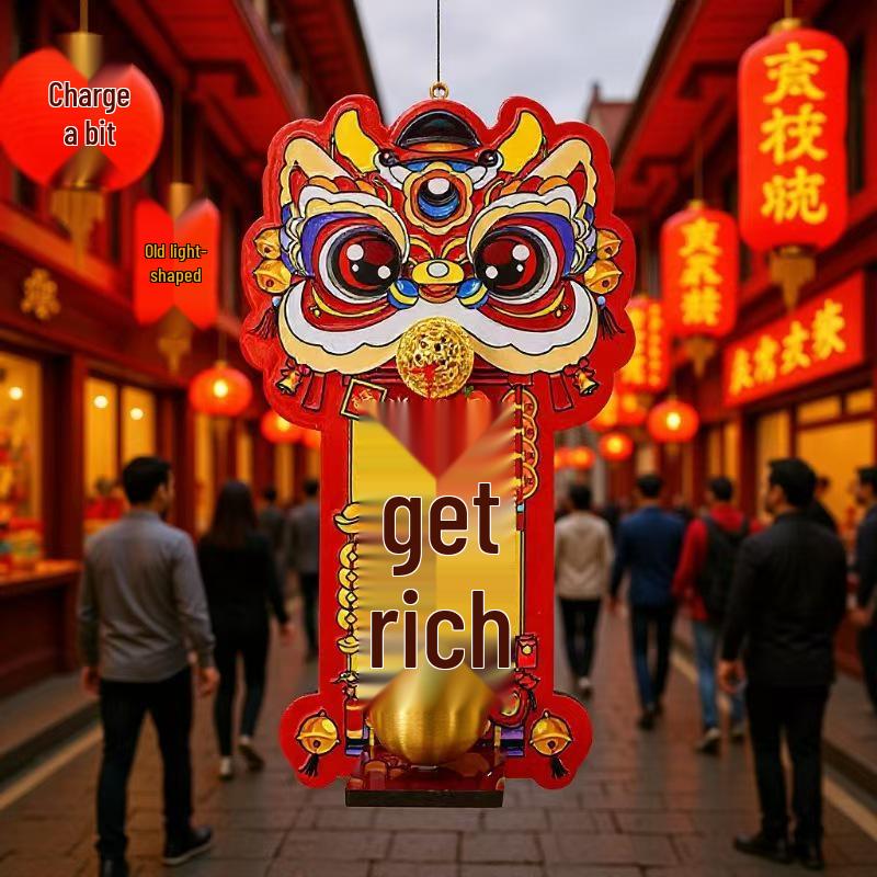 Chinese Lion Dopamine Magnetic Doorbell: Festive Décor for Wealth & Fortune, New Year, Holiday, and Housewarming