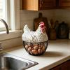 Cesto porta uova di gallina in rete metallica nera antiruggine, porta uova decorativo durevole, cesto per uova in stile fattoria per cucina e tavolo da pranzo