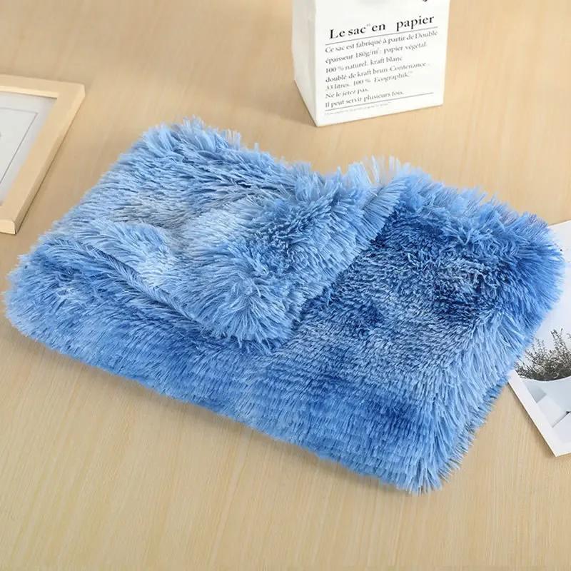 Fluffy Mat Long Plush Pet Blanket Cat Sleeping Mats Puppy Winter Warm Thin Kennel Cushion Soft Covers for Large Dogs Mattress