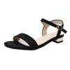 fashion Size 33-43 Summer Fashion Shoes Women  2024 Suede Shoes Square Heel Open Toe Simple Sandals Flat Roman Belt Apricot Comfortable