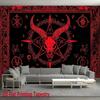Arazzo 2D Testa di Capra Satanica Oscura Pentagramma Rosso Simboli Occulti Stregoneria Decorazione da Parete