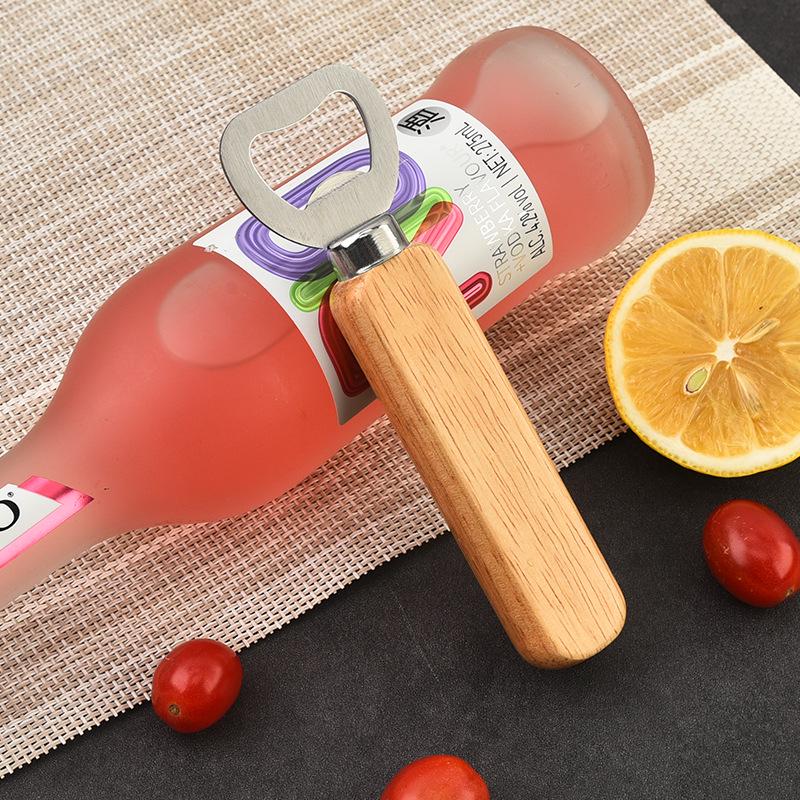 Cross-Border Wooden Handle Stainless Steel Multi-Functional Beer Bottle Opener