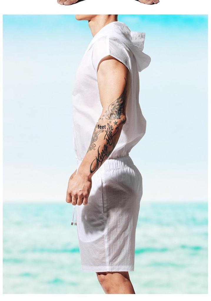 Desmiit Men's Summer Sleeveless Sun Protection Beach Jumpsuit - T9002