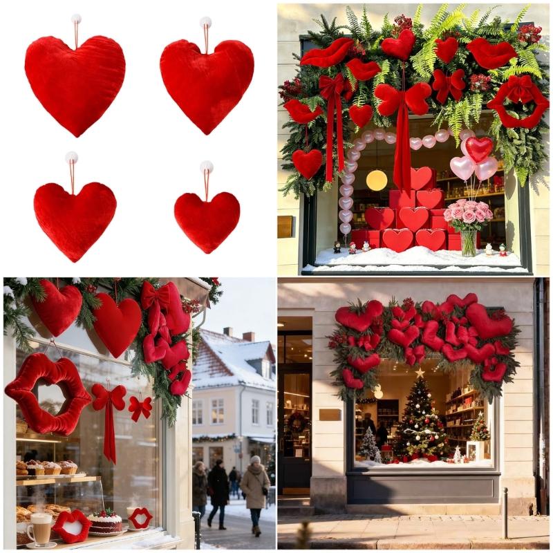 Valentine's Day Heart Decoration Soft Stuffed Heart Pendant For Wedding Proposals Engagement Anniversary Celebration