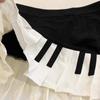 Vintage Black & White Piano Design Skirt - Retro Summer Art Style
