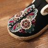 2025 Women Casual Linen Handmade Embroidery Mules Flat Slippers Retro Vegan Summer Ladies Canvas Comfortable Espadrille Shoes
