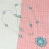Necklace Amazonite Feceted Gemstone Handmade Antique Silver Jewelry 26''