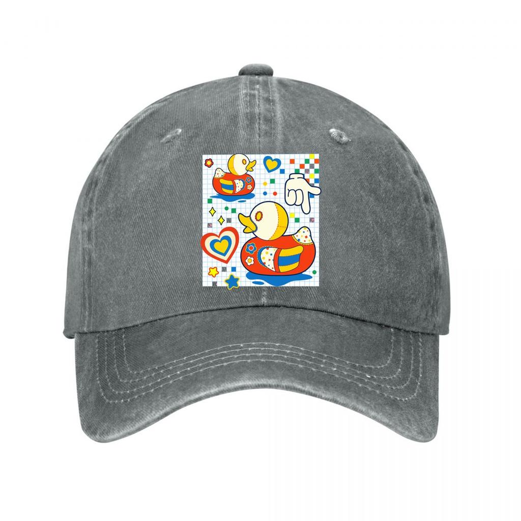 Cute Cartoon Duck Stickers s Room Decor Washed Baseball Cap Outdoor For Womens Unisex FeUnisex