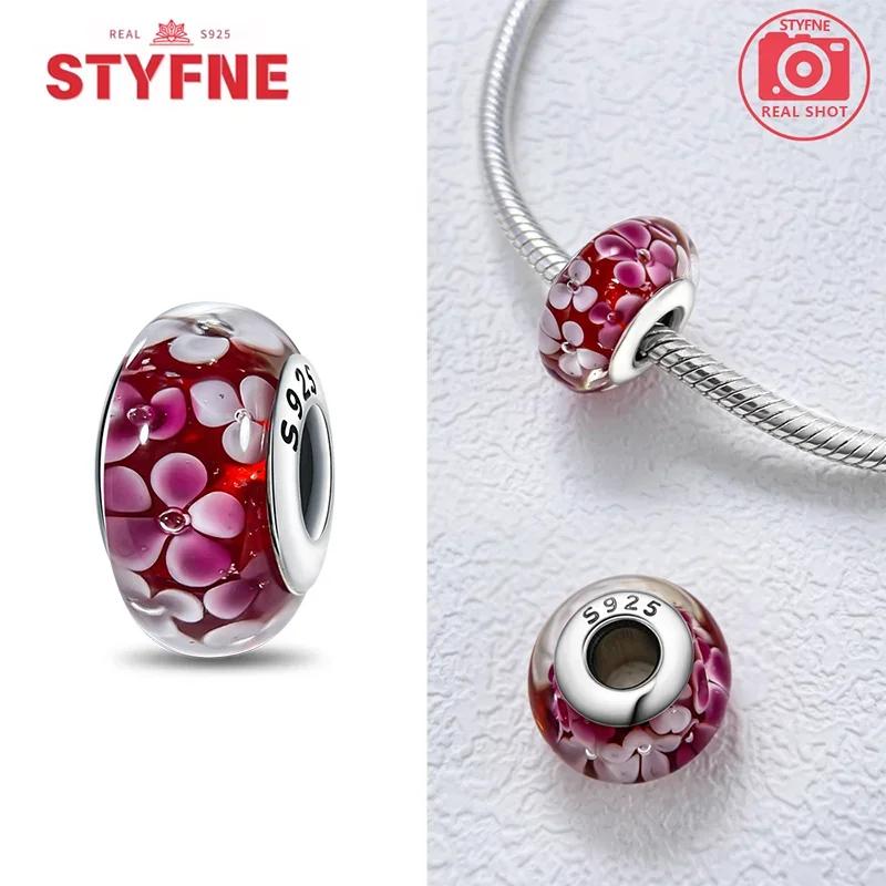 Copper Colorful Flower Series Murano Glass Beads Luxury Charm Fit Original Braceletdiy Fine Jewelry Gift For Women