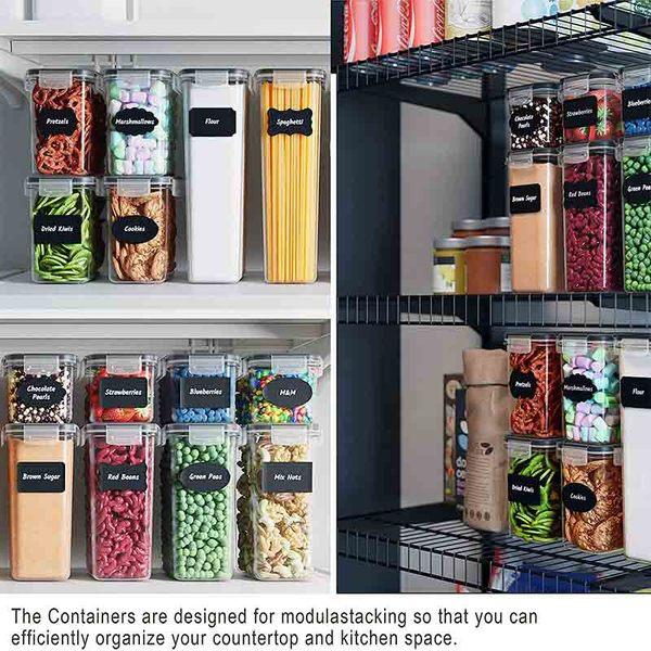 Fiyobo BPA Free Food Storage Containers with Airtight Lids Leak-Proof Bulk Food Canister Set of 14 for Kitchen & Pantry Organization