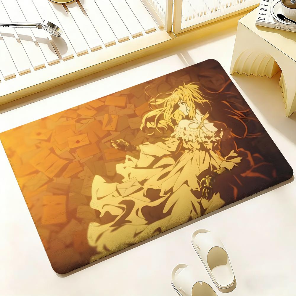 Anime V-Violet E-Evergarden Floor Mat Bedroom Living Room Flannel Door Mat Non-Slip Home Decor