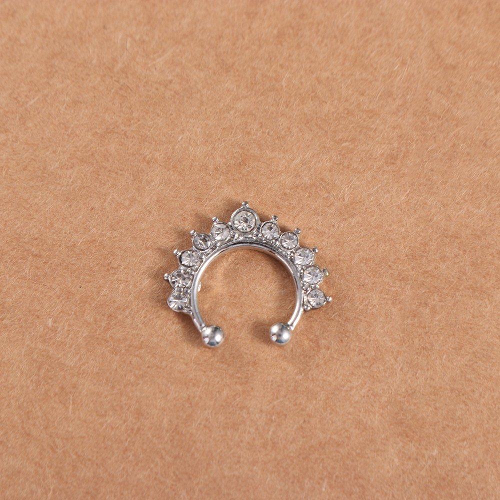 Unisex Trendy Punk U Shape Metal Geometric Body Jewelry Bear Nose Cuff Nose Stud Fake Nose Ring