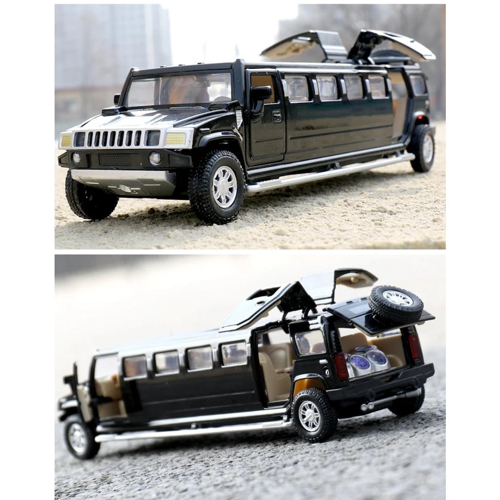 1/32 zliatinový Hummer H2 predĺžená limuzína kovový odliatok model auta zvuk a svetlo naťahovacie detské hračkárske vozidlá darček