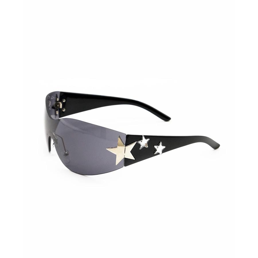 2 pièces Lunettes de soleil simples Y2K sans monture en forme d'étoile unisexe Adaptées pour les voyages quotidiens et les fêtes d'Halloween