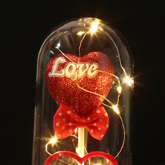 2 Pcs Love Heart in A Dome LED Light Up Heart Ornament Anniversary Valentine's Day Christmas Birthday Gift for Women Her Wife Mom