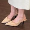 New Women Pleated Pointed Toe Slip On Thin Heels Modern Sandal 2025 Shoes Female Women's High Heels Plus Size Dress Pumps