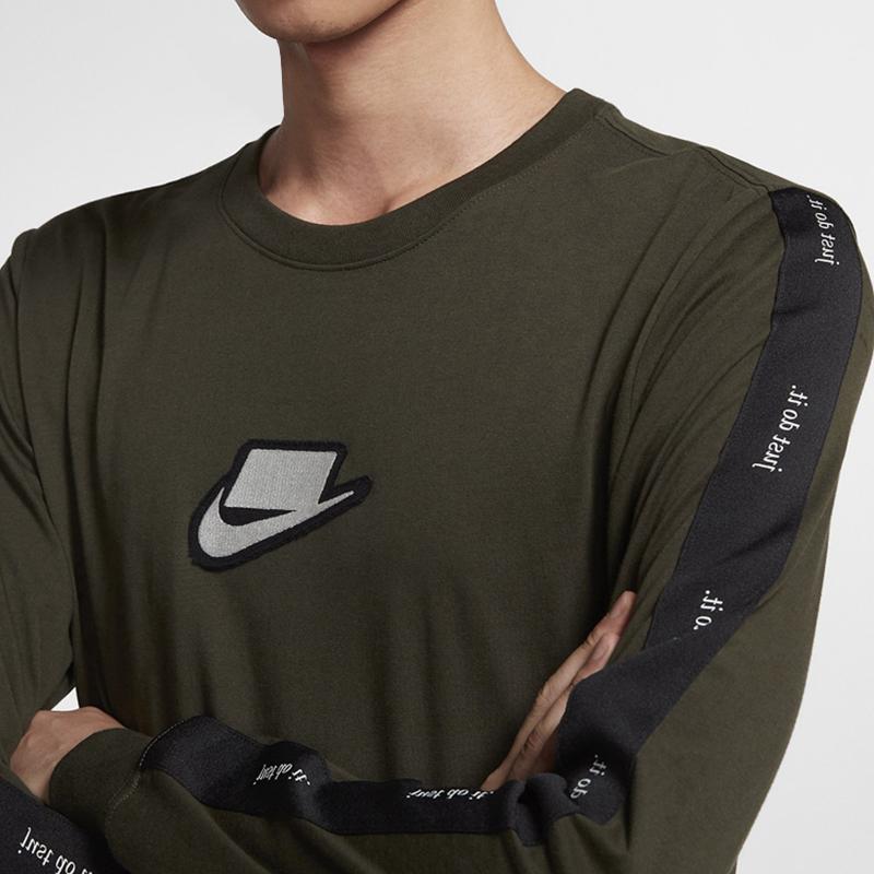 Nike Men's Logo Long-Sleeve T-Shirt Olive CI6215-355