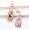Pinkdudu Vintage Champagne Bottle Drop Earrings Fashion Alloy Inlaid Rhinestone Pearl Dangle Earrings for Women Jewelry PD610