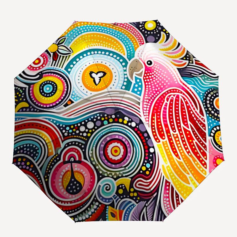 

1PC Colorful Parrot Artwork Automatic Open/close, All-Season Portable Folding Umbrella for Women & Men yy250919212