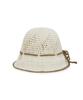 Bajal Heart Chain Crochet Ribbon Bucket Hat Beige