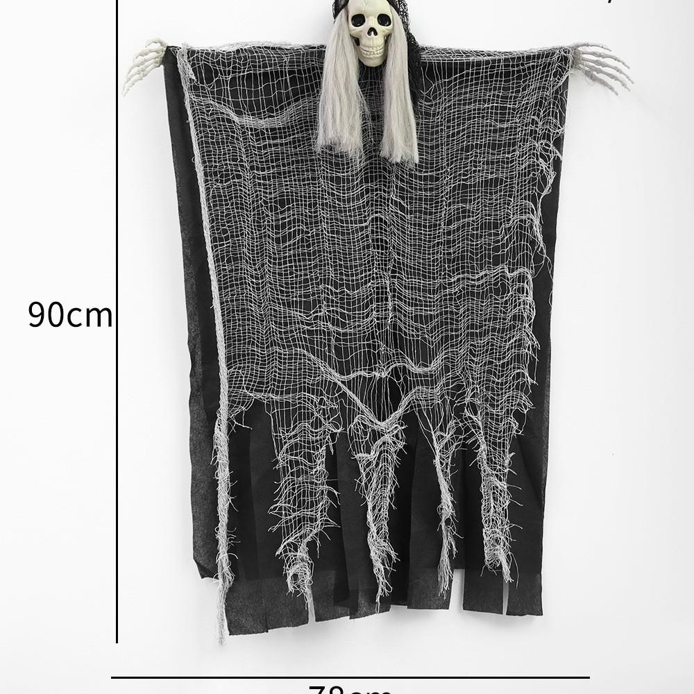 Large Grim Reaper Skull Hanging Ghost for Halloween Decor - Perfect for Haunted House, Courtyard, Porch, or Escape Room Scene Settings
