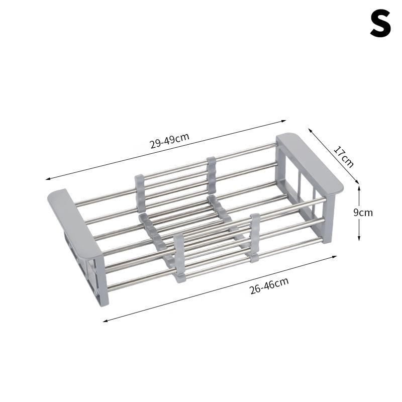 Kitchen Dish Drying Rack Stainless Steel Adjustable Drainer Rack Fruits Vegetable Kitchen Organizer Sink Cleaning Basket Tool