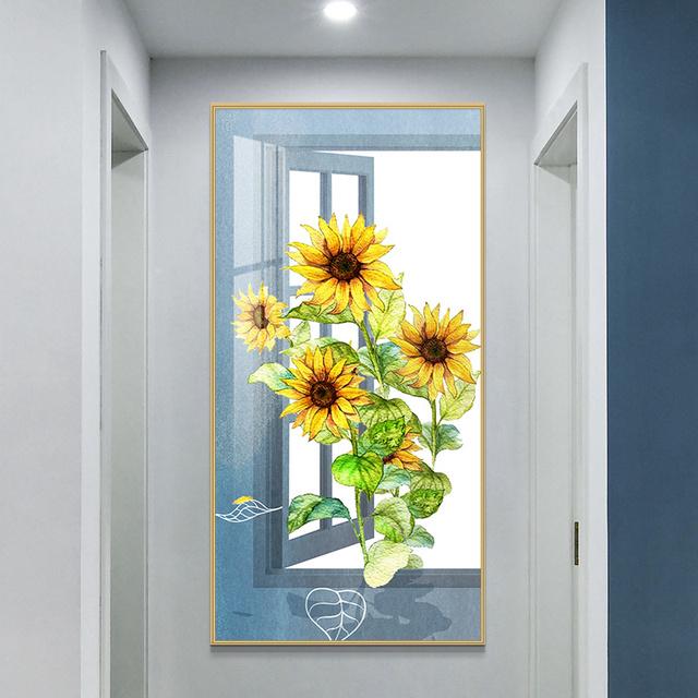 Nordic Sunflower Canvas Painting Flower Landscape Posters Plant Leaves Prints Living Room Porch Decoration Wall Art Cuadros