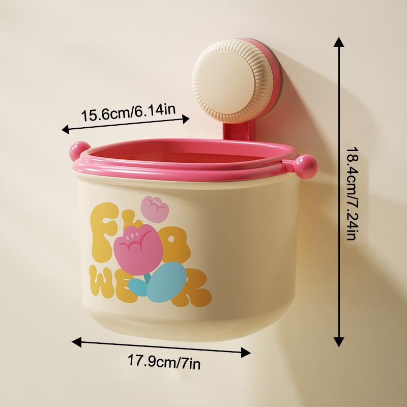 Portable Trash Can With Suction Cup Wall Hanging Rubbish Bin Waste Basket For Office Living Room And Bedroom Organizers розовый 2670₽
