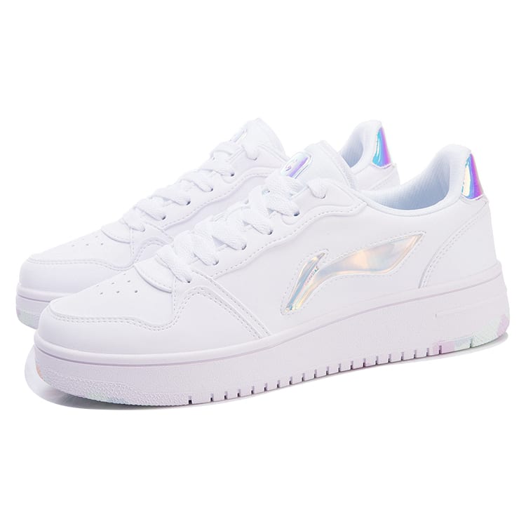 Li Ning Slip Resistant Lightweight Balance Abrasion Resistant Low top Skateboard Shoes Women's White AGCR342-2