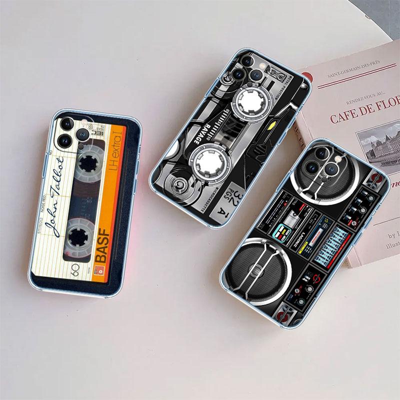 Vintage Boombox Tape Transparent Phone Case for Motorola Moto G7 G8 G9 G84 G85 G73 G24 G15 Z2 Play Power Plus