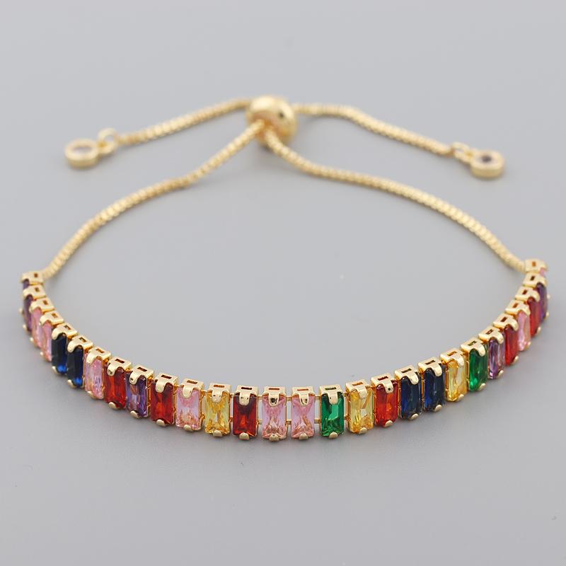 Women's Gold Colorful Choker Necklace Shiny Rainbow Crystal Zircon Tennis Chain Statement Jewelry Dropshipping