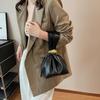 New Fashion Soft Leather Clutch Bag Luxury Designer Retro Mini Bucket Pouch Party Evening Bags Women Pleated Handbag