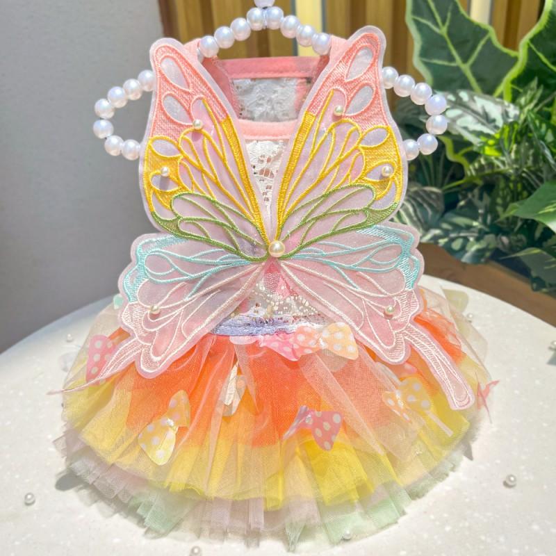 Pet Dog Cat Princess Dress With Bow Tulle Skirt Lightweight Outfit Small To Large Breeds