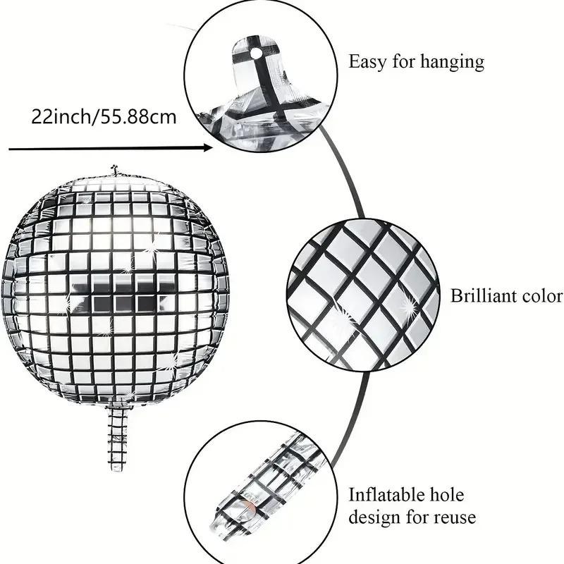Balão Estrela Disco Prateado Balão de Filme de Alumínio 4D Conjunto para Festas Temáticas Anos 70 80 Aniversário Celebrações de Casamento Decoração de Festa