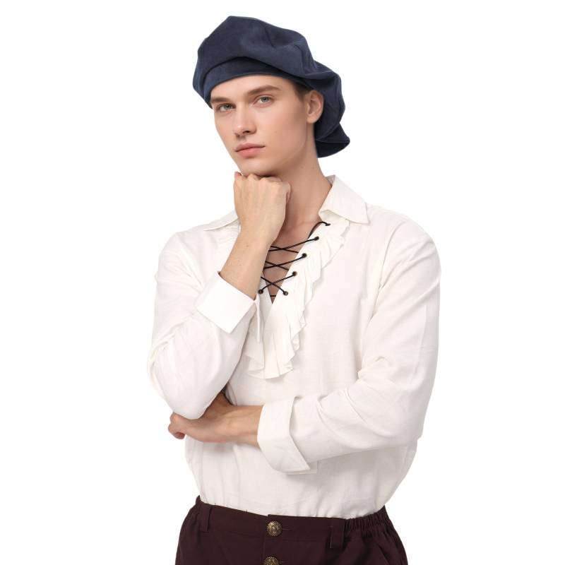 Wenam Tudor Suede Hat Medieval Unisex Beret Hat High Quality Velvet Medieval Tudor Suede Hat Muffin Renaissance Elizabethan Cap