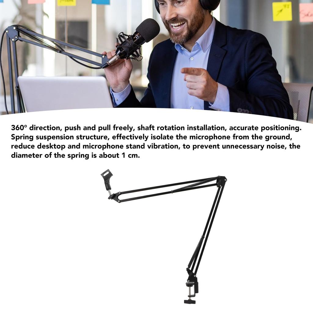 Elprico Microphone Arm Stand 360° Flexible Steel Boom Noise Reduction Spring Studio Recording Heavy Duty 3kg Support