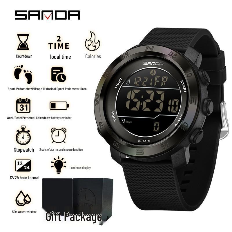 Sanda Multifunction Teen Sports Watch: Calorie Counter, Single Display, Pedometer, Waterproof.