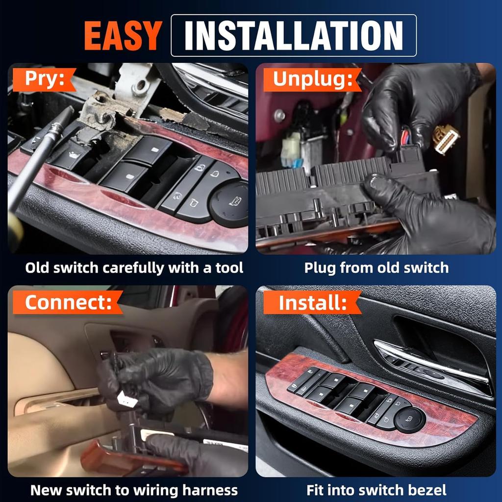 20835553, 15093440 Front Left Power Window Switch, Compatible with Chevrolet Silverado 1500 2007-2013, GMC Sierra 1500 2007-2013 (with Power Folding